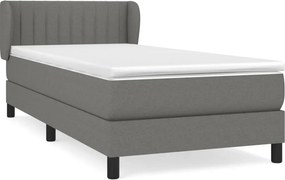 vidaXL Κρεβάτι Boxspring με Στρώμα Σκούρο Γκρι 90x190 εκ. Υφασμάτινο