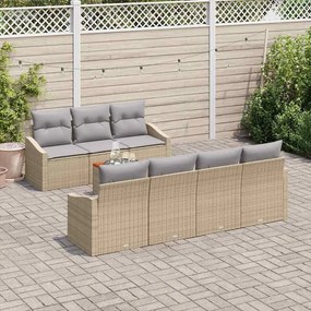 vidaXL Σετ Καναπέ Κήπου με μαξιλάρι 8 pcs Μπεζ Πολυ ράταν