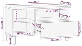 Ντουλάπι τηλεόρασης καφέ 80x33x46 cm μασίφ ξύλο Mango - Καφέ