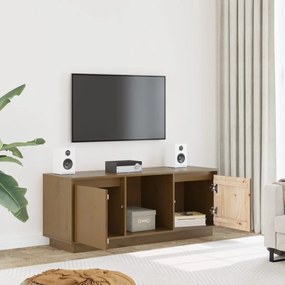 vidaXL Έπιπλο Τηλεόρασης Καφέ Μελί 110,5x35x44εκ από Μασίφ Ξύλο Πεύκου
