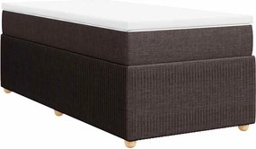 vidaXL Κρεβάτι Boxspring με Στρώμα Σκούρο Καφέ 90x200 εκ. Υφασμάτινο