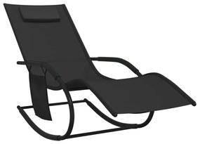 vidaXL Κουνιστές Ξαπλώστρες 2 τεμ. Μαύρες από Ατσάλι / Textilene