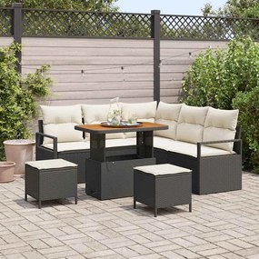 vidaXL Σετ Καναπέ Κήπου με μαξιλάρι 8 pcs Μαύρο Πολυ ράταν