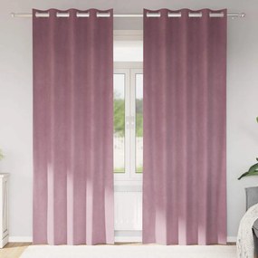 vidaXL Κουρτίνες με κουρτίνες 2 pcs Σκούρο Ροζ 140 x 225 cm Βελούδο