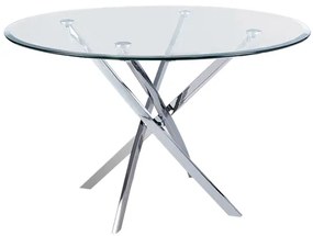 Τραπέζι POSTO Μέταλλο/Γυαλί Χρώμιο/Clear D. 120 H.73cm