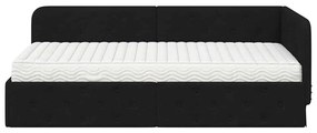 vidaXL Κρεβάτι Γωνίας με στρώμα με κεφαλάρι Μαύρο 100 x 200 cm ύφασμα