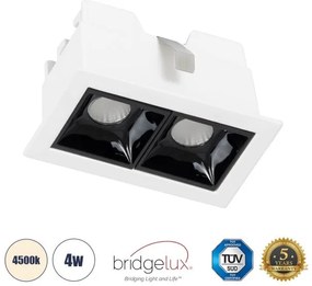 Χωνευτό Σποτ Downlight LED TrimLess 4W Λευκό-Μαύρο 4500K LUMINAR SUPERIOR 60316 Globostar-60316-Μαύρο-Λευκό 60316