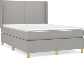 vidaXL Κρεβάτι Boxspring με Στρώμα Ανοιχτό Γκρι 140x200 εκ. Υφασμάτινο