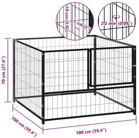 vidaXL Σπιτάκι Σκύλου Μαύρο 100 x 100 x 70 εκ. Ατσάλινο