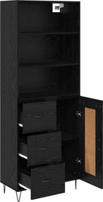 vidaXL Highboard με συρτάρι 2 pcs Μαύρη Οξυά Επεξεργασμένο ξύλο