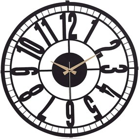 Ρολόι Τοίχου Bruno 902LMN1193 Φ50cm Black-Gold Wallity Metal