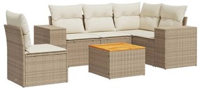 vidaXL Σετ Καναπέ Κήπου 6 τεμ. Μπεζ Συνθετικό Ρατάν με Μαξιλάρια