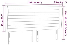 Κεφαλάρι με Πτερύγια Μαύρο 203x23x118/128 εκ. Βελούδινο - Μαύρο