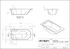 Acrilan Starline - Ακρυλική Μπανιέρα 140x70 εκ