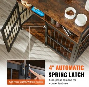 VEVOR Furniture Style Dog Crate with Storage, 41 inch Dog Crate Furniture Large Breed with Double Doors, Wooden Dog Cage for Large/Medium Dog Indoor, Hold up to 70 lbs, Rustic Brown