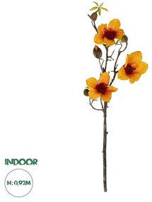 GloboStar® Artificial Garden ORANGE KAPOK BRANCH 21331 Τεχνητό Διακοσμητικό Κλαδί Πορτοκαλί Καποκ Y92cm