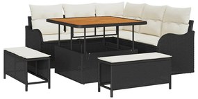 vidaXL Σετ Καναπέ Κήπου 8 pcs Μαύρο συνθετικό ρατάν