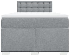 Κρεβάτι Boxspring με Στρώμα Ανοιχτό Γκρι 120x190 εκ. Υφασμάτινο - Γκρι