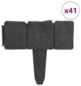 vidaXL Περίφραξη για Βραχόκηπο 41 Τεμ. Σχέδιο Πέτρας 10 μ. Πλαστική