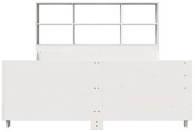 Κρεβάτι Βιβλιοθήκη Χωρίς Στρώμα Λευκό 135x190 εκ Μασίφ Πεύκο - Λευκό
