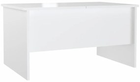 Τραπεζάκι Σαλονιού Γυαλ. Λευκό 80x50x42,5 εκ. Επεξεργ. Ξύλο - Λευκό
