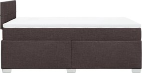 vidaXL Κρεβάτι Boxspring με Στρώμα Σκούρο Καφέ 120x190 εκ Υφασμάτινο