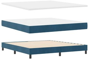 vidaXL LED Κρεβάτι με βάθρο με στρώμα Σκούρο Μπλε 180 x 200 cm Βελούδο