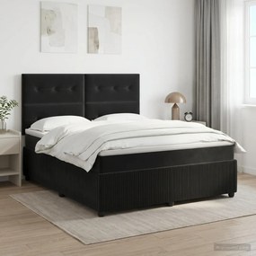 vidaXL Κρεβάτι box spring με στρώμα Μαύρο 140 x 190 cm Βελούδο