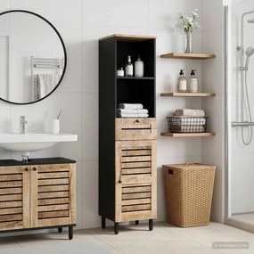 vidaXL Ντουλάπι Μπάνιου Καφέ και Μαύρο 38 x 33,5 x 160 εκ