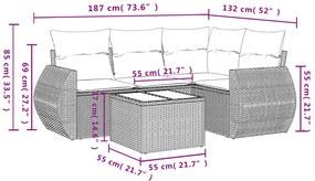 vidaXL Σετ Καναπέ Κήπου 5 τεμ. Μπεζ Συνθετικό Ρατάν με Μαξιλάρι