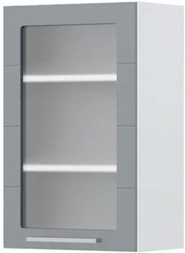 Ντουλάπι κρεμαστό Hudson V7-45-1KS με βιτρίνα-Λευκό - Γκρι