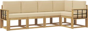 vidaXL Σειρά Καναπέ Εξωτερικού με μαξιλάρι 5 pcs Λευκό και Μπεζ