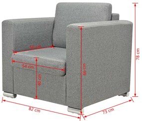 vidaXL Πολυθρόνα Ανοιχτό Γκρι Υφασμάτινη