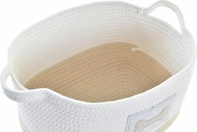 Σετ Καλαθιών DKD Home Decor Λευκό Κρεμ 43 x 30 x 23 cm 2 Τεμάχια