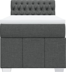 vidaXL Κρεβάτι Boxspring με Στρώμα Σκούρο Γκρι 90x190 εκ. Υφασμάτινο