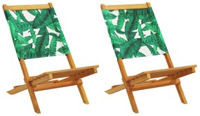 vidaXL Καρέκλες Κήπου 2 τεμ. Σχέδιο Φύλλων Μασίφ Ακακία &amp; Ύφασμα