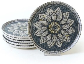 Σερβίτσιο Πιάτα Φαγητού (Σετ 6Τμχ) 275KRM2386 White-Blue Hermia 6 τμχ Ceramic