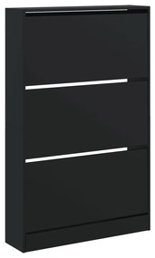 Παπουτσοθήκη Μαύρη 80x21x125,5 εκ. από Επεξεργασμένο Ξύλο - Μαύρο