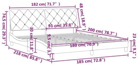 Σκελετός Κρεβατιού Χωρίς Στρώμα Αν. Γκρι 180x200 εκ. Βελούδινο - Γκρι