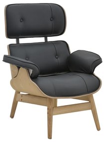 Πολυθρόνα relax Mirto pakoworld μασίφ ξύλο καρυδί -PU μαύρο 80x80x96.5εκ Model: 167-000017