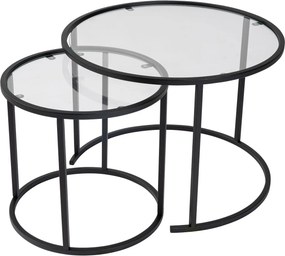Σετ Τραπεζιών Σαλονιού Μαύρο CEZAR 60x60x43