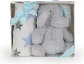Baby blanket 90/75 cm with toy Elephant blue