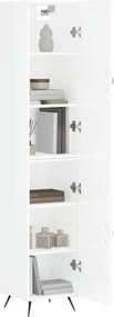 vidaXL Ντουλάπι Γυαλ. Λευκό 34,5 x 34 x 180 εκ. από Επεξεργασμένο Ξύλο