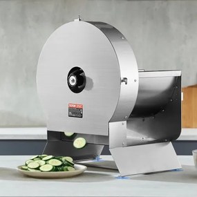 VEVOR Electric Vegetable Slicer, 0-0.5&quot;/0-12mm Thickness Adjustable Commercial Slicer Machine, Convertible to Manual, Stainless Steel Food Cutter Slicing Machine, Large Feed Port for Potato, Tomato