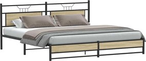vidaXL Σκελετός Κρεβ. Χωρίς Στρώμα Sonoma Δρυς 193x201 εκ. Μεταλλικό