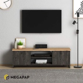 ΕΠΙΠΛΟ ΤΗΛΕΟΡΑΣΗΣ CUBE MEGAPAP ΑΠΟ ΜΕΛΑΜΙΝΗ ΧΡΩΜΑ PINE - INDUSTRIAL GREY 120X30X40ΕΚ.