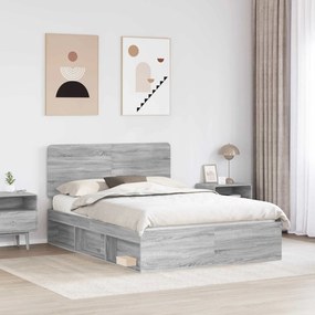 vidaXL Σκελετός Κρεβατιού Γκρι Sonoma 150 x 200 cm