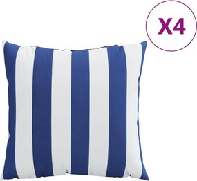 vidaXL Μαξιλάρια Διακοσμητικά 4 τεμ. Μπλε/Λευκά Ριγέ 60x60 εκ. Ύφασμα
