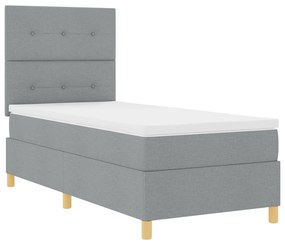 vidaXL Κρεβάτι με Στρατηγική Στρώμα & Φωτισμό LED Γκρι 90x190 εκ Υφασμάτινο