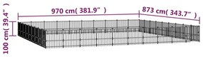 Κλουβί Σκύλου Εξωτερικού Χώρου 84,68 μ² από Ατσάλι - Μαύρο